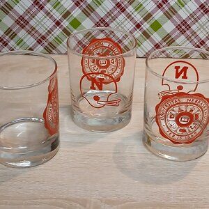 Set of 3 Nebraska Cornhuskers Lowball Whiskey Cocktail Glass